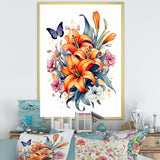 Whimsical Butterfly And Colorful Lilies - Butterfly Bedroom Wall Art