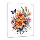 Whimsical Butterfly And Colorful Lilies - Butterfly Bedroom Wall Art