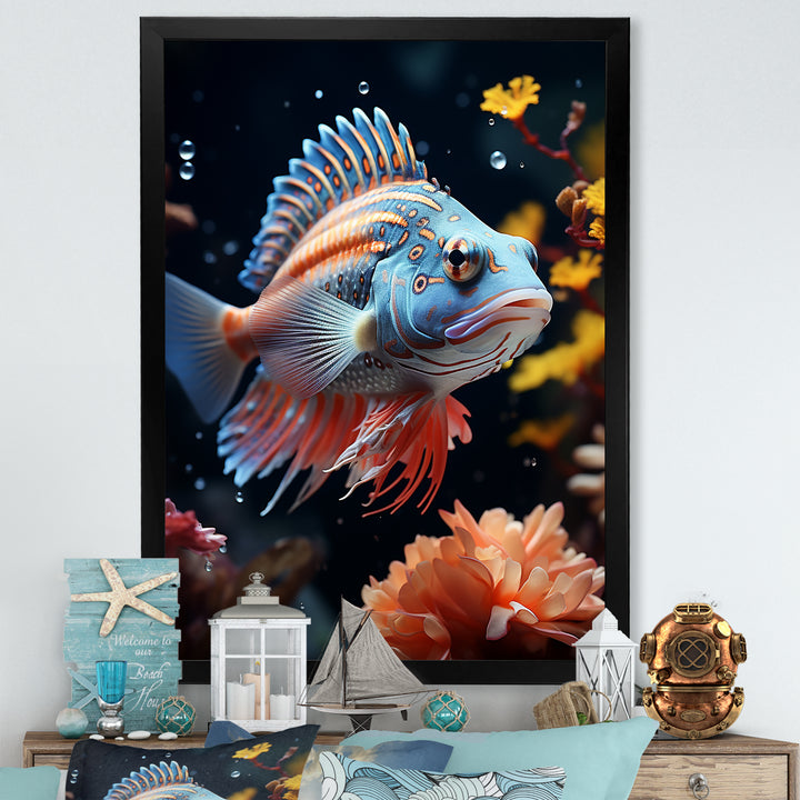 Corals Butterflyfish Copper And Cobalt - Butterfly Fish Wall Decor