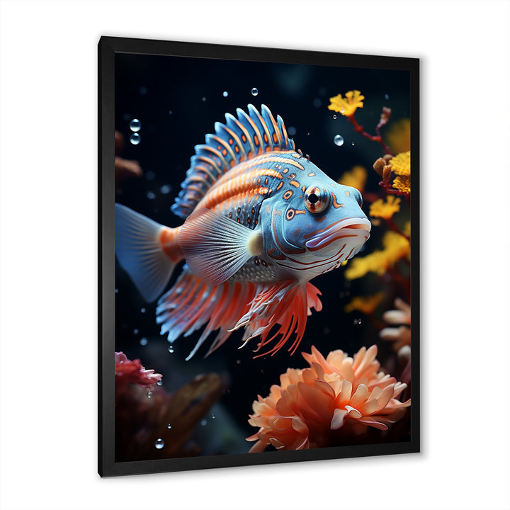 Corals Butterflyfish Copper And Cobalt - Butterfly Fish Wall Decor