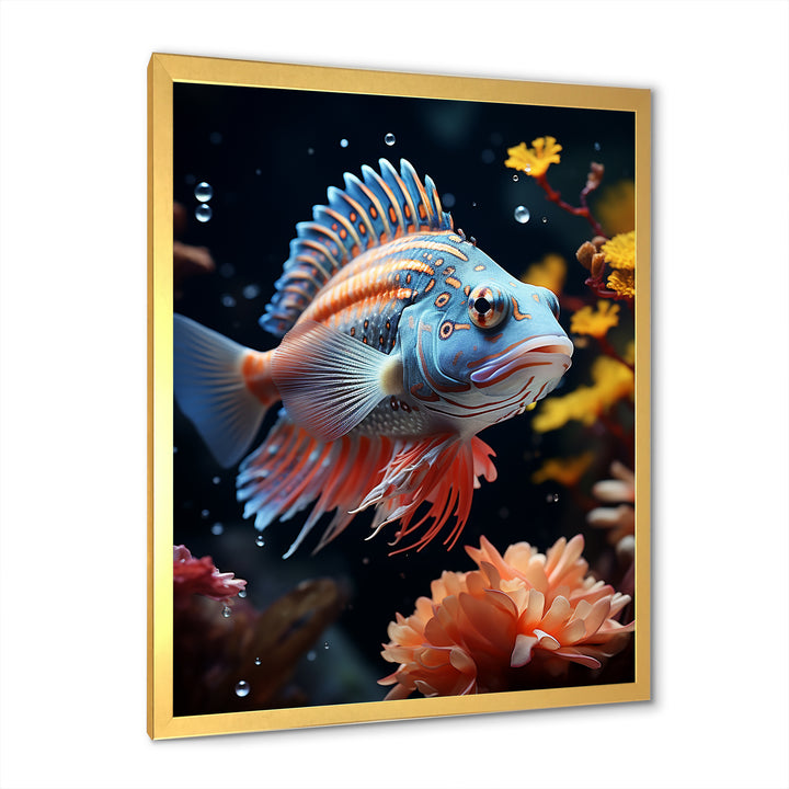 Corals Butterflyfish Copper And Cobalt - Butterfly Fish Wall Decor