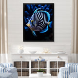 Coral Butterflyfish Indigo Intensity And Ivory - Butterfly Fish Wall Art Prints