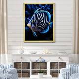 Coral Butterflyfish Indigo Intensity And Ivory - Butterfly Fish Wall Art Prints