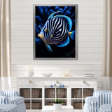 Coral Butterflyfish Indigo Intensity And Ivory - Butterfly Fish Wall Art Prints