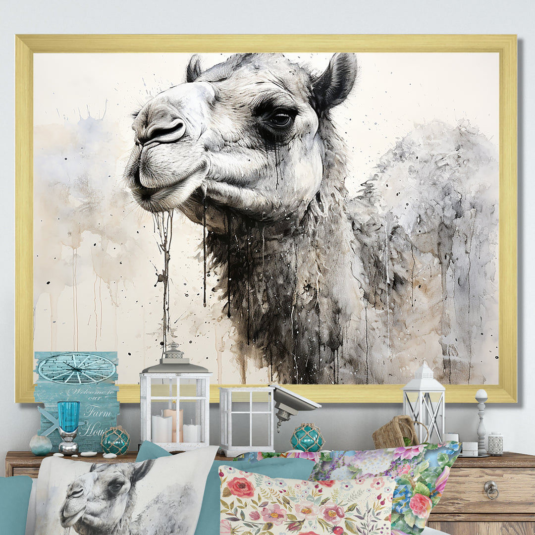 Minimalism Monochrome Camel - Camel Large Canvas Wall Art