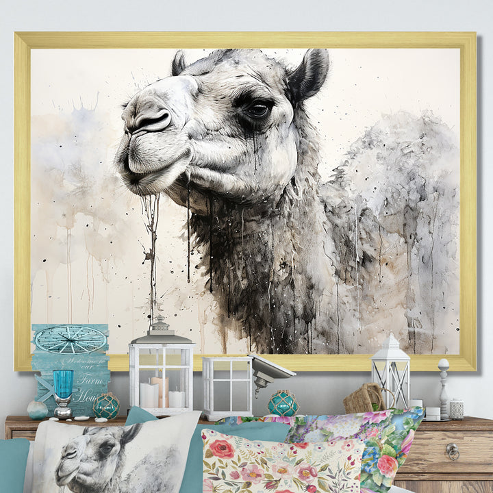 Minimalism Monochrome Camel - Camel Large Canvas Wall Art