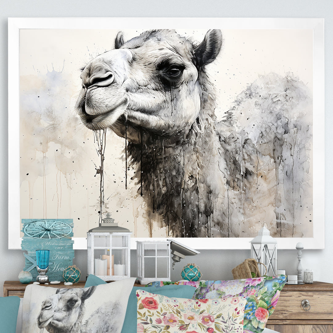 Minimalism Monochrome Camel - Camel Large Canvas Wall Art
