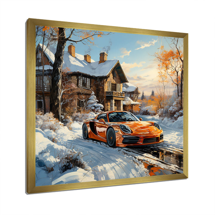 Exotic Car Charm In Winter - Car Exotic Canvas Wall Art