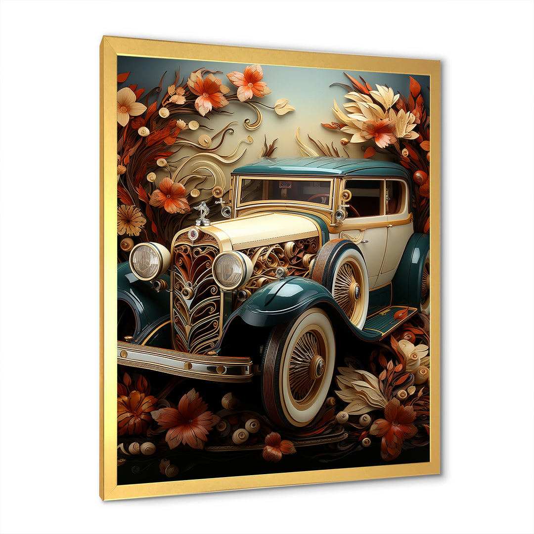 1930s Vintage Car Nostalgia Collage - Car Vintage Canvas Wall Art
