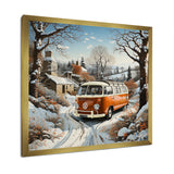 Hippie Van Charm In Winter - Car/Van Canvas Wall Art