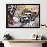 Pickup Charm In Winter - Car/Van Canvas Wall Art