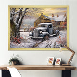Pickup Charm In Winter - Car/Van Canvas Wall Art