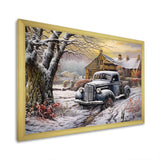 Pickup Charm In Winter - Car/Van Canvas Wall Art