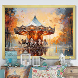 Carousel In Sunset Charm - Architecture Canvas Wall Art