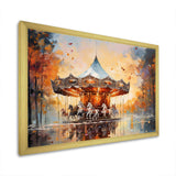 Carousel In Sunset Charm - Architecture Canvas Wall Art