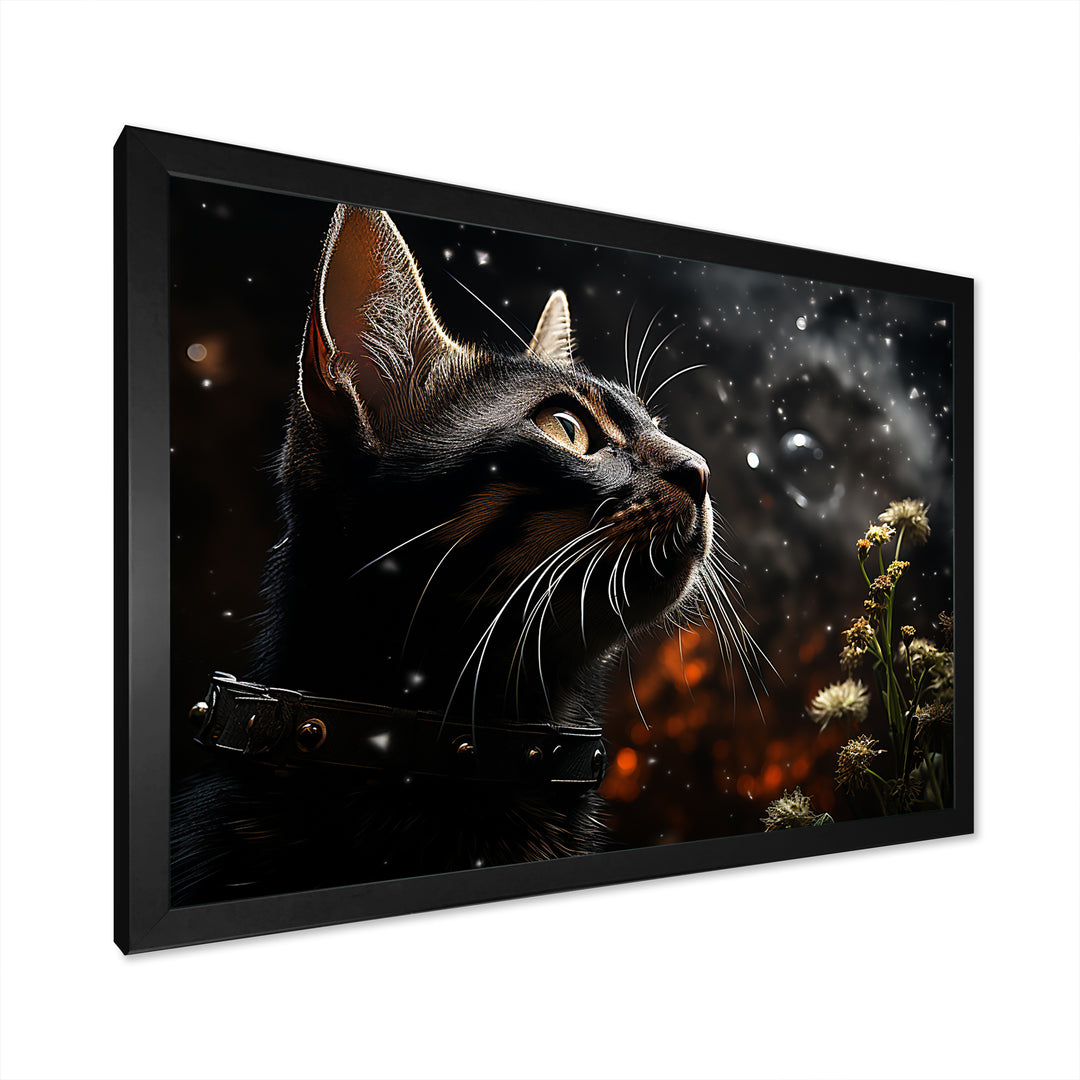 Abyssinian Adventure Black Cat - Cat Living Room Wall Art