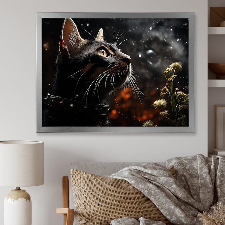 Abyssinian Adventure Black Cat - Cat Living Room Wall Art