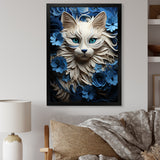 White And Blue Birman Bliss Cat - White Cat Wall Art