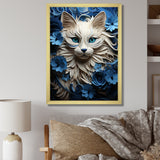 White And Blue Birman Bliss Cat - White Cat Wall Art
