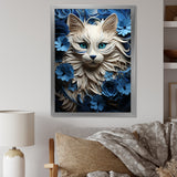 White And Blue Birman Bliss Cat - White Cat Wall Art
