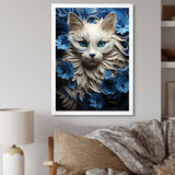 White And Blue Birman Bliss Cat - White Cat Wall Art