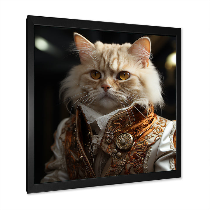 Elegance Cat Dressed In Suit - Beige Cat Wall Art