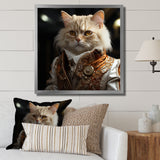 Elegance Cat Dressed In Suit - Beige Cat Wall Art