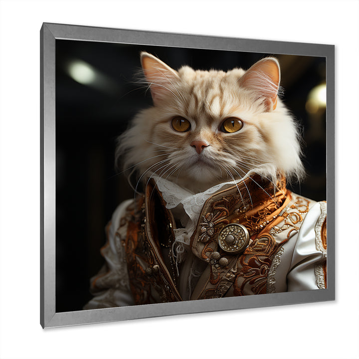 Elegance Cat Dressed In Suit - Beige Cat Wall Art