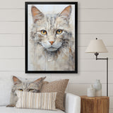 Minimalism Beige Cat Portrait - Cat Living Room Wall Art