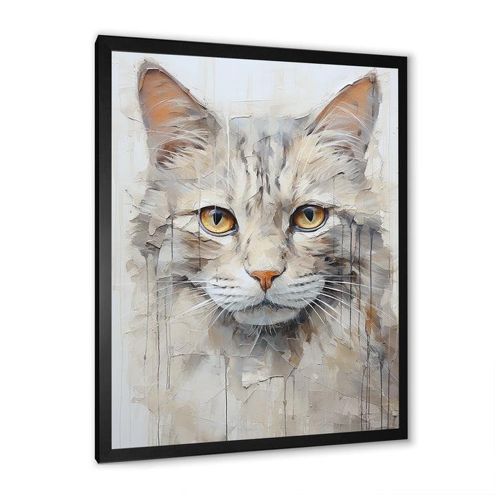 Minimalism Beige Cat Portrait - Cat Living Room Wall Art