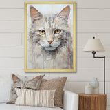 Minimalism Beige Cat Portrait - Cat Living Room Wall Art