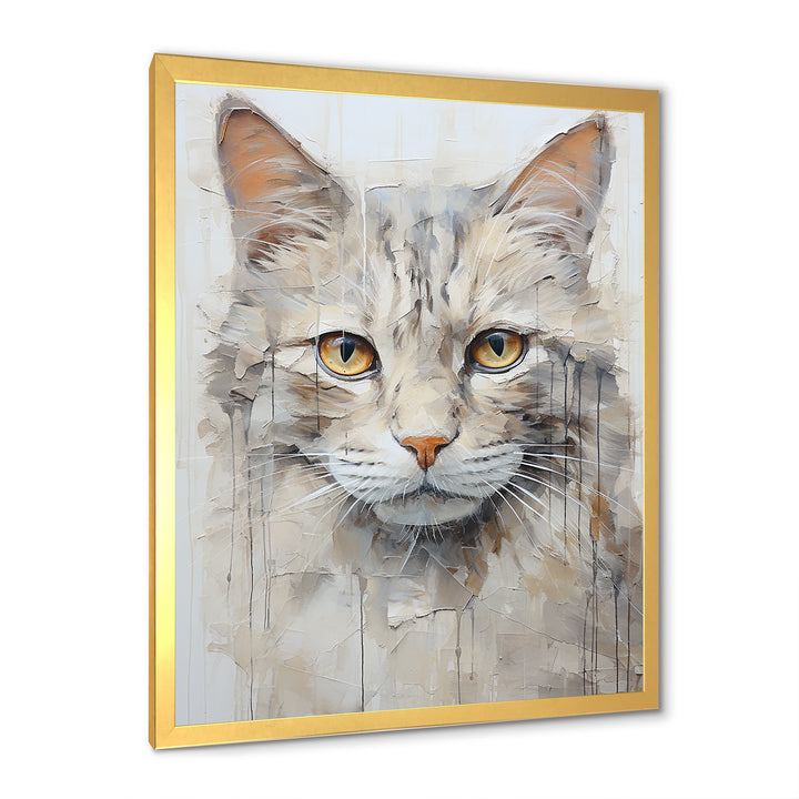 Minimalism Beige Cat Portrait - Cat Living Room Wall Art