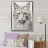 Minimalism Beige Cat Portrait - Cat Living Room Wall Art