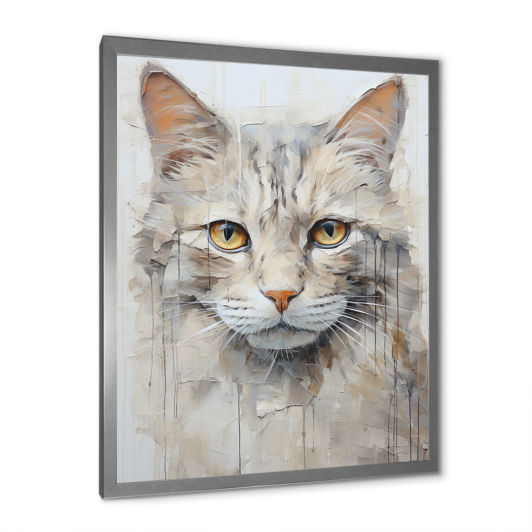 Minimalism Beige Cat Portrait - Cat Living Room Wall Art