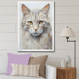 Minimalism Beige Cat Portrait - Cat Living Room Wall Art