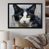 Minimalism Black And White Cat Portrait - Cat Canvas Wall Art