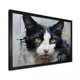 Minimalism Black And White Cat Portrait - Cat Canvas Wall Art