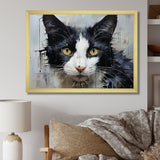 Minimalism Black And White Cat Portrait - Cat Canvas Wall Art