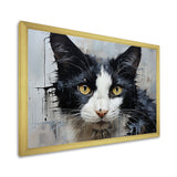 Minimalism Black And White Cat Portrait - Cat Canvas Wall Art
