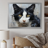 Minimalism Black And White Cat Portrait - Cat Canvas Wall Art