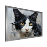 Minimalism Black And White Cat Portrait - Cat Canvas Wall Art