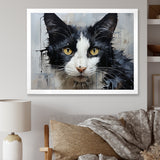 Minimalism Black And White Cat Portrait - Cat Canvas Wall Art