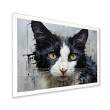 Minimalism Black And White Cat Portrait - Cat Canvas Wall Art