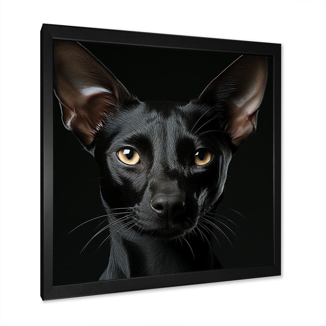 Oriental Elegance Black Cat Portrait - Black Cat Wall Art