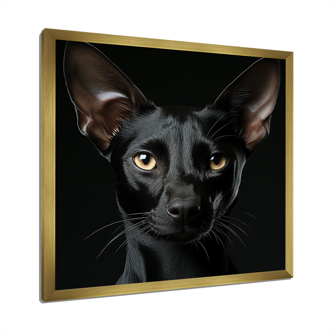 Oriental Elegance Black Cat Portrait - Black Cat Wall Art
