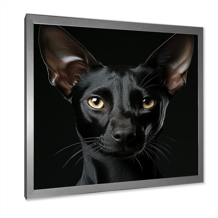 Oriental Elegance Black Cat Portrait - Black Cat Wall Art