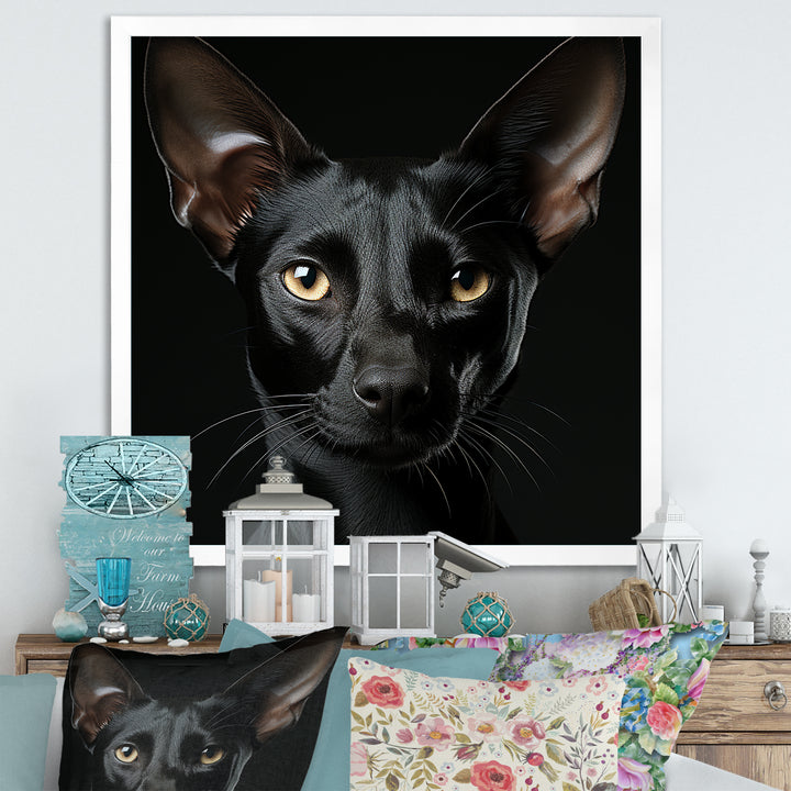 Oriental Elegance Black Cat Portrait - Black Cat Wall Art