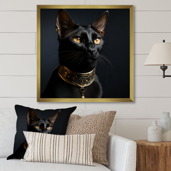 Oriental Opulence Cat Portrait - Cat Framed Canvas Art