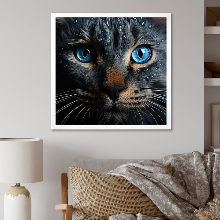 Cat Blue Eye Reflection - Blue Cat Wall Art