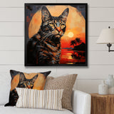 Savannah Cat In Sunset - Cat Large Canvas Wall Art